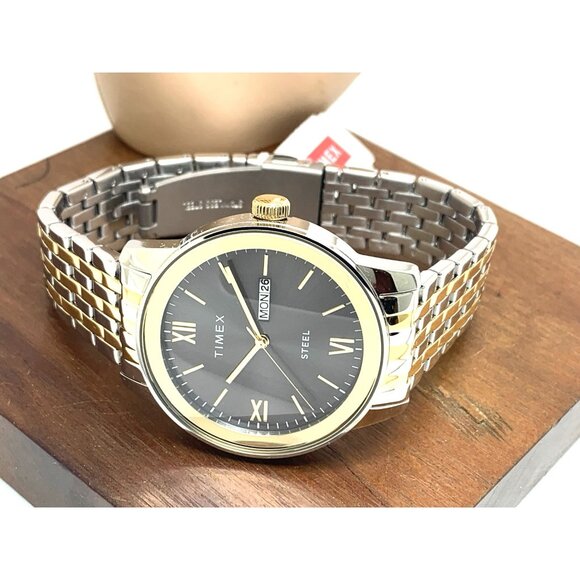 Timex Men's Watch TW2T50500 Quartz Gray Dial Two Tone Stainless Steel 41mm - Picture 8 of 14